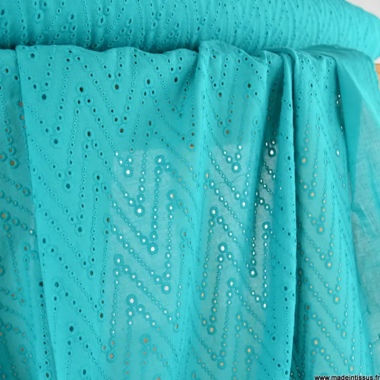 Tissu broderie anglaise Leissa - Emeraude