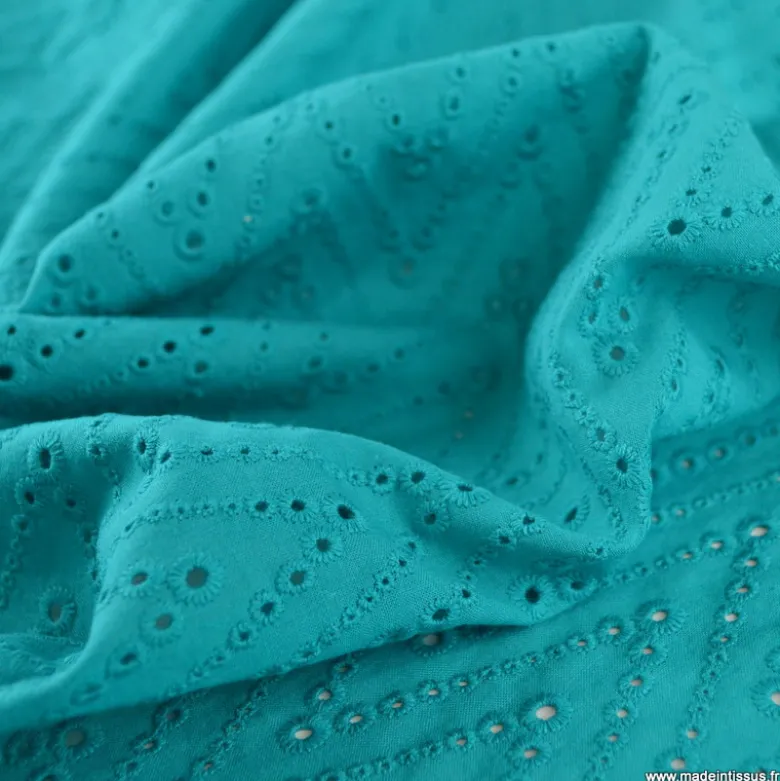 Tissu broderie anglaise Leissa - Emeraude
