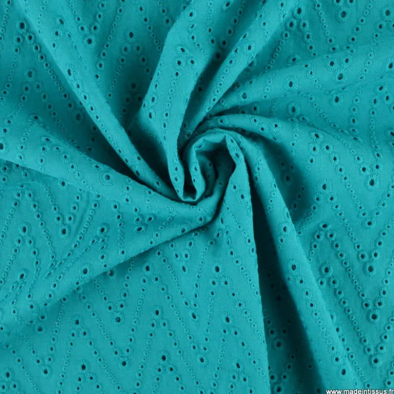 Tissu broderie anglaise Leissa - Emeraude