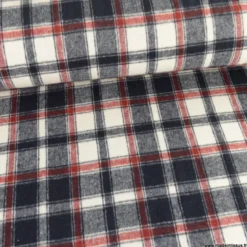 Tissu caban brossé à carreaux bleu marine - oeko tex