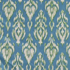 Tissu canva Basuki type canvas motif Ikat bleu et lin