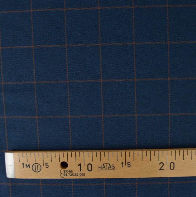 Tissu à carreaux Bleu marine et camel