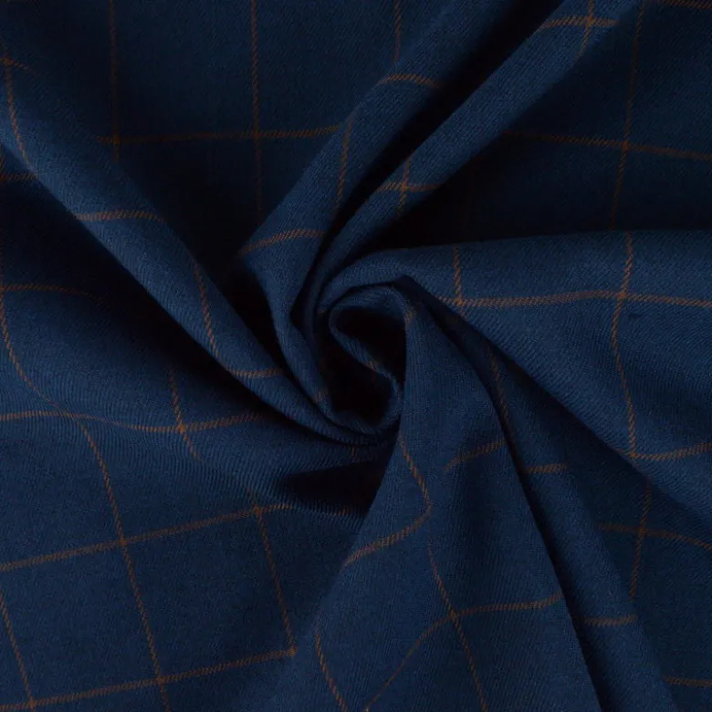 Tissu à carreaux Bleu marine et camel