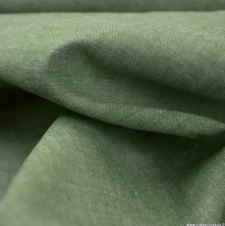 Tissu chambray coloris Sapin - OEKO TEX