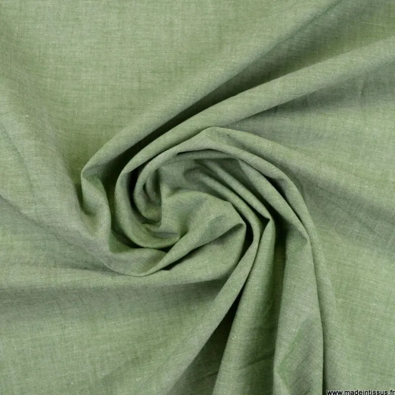 Tissu chambray coloris Sapin - OEKO TEX