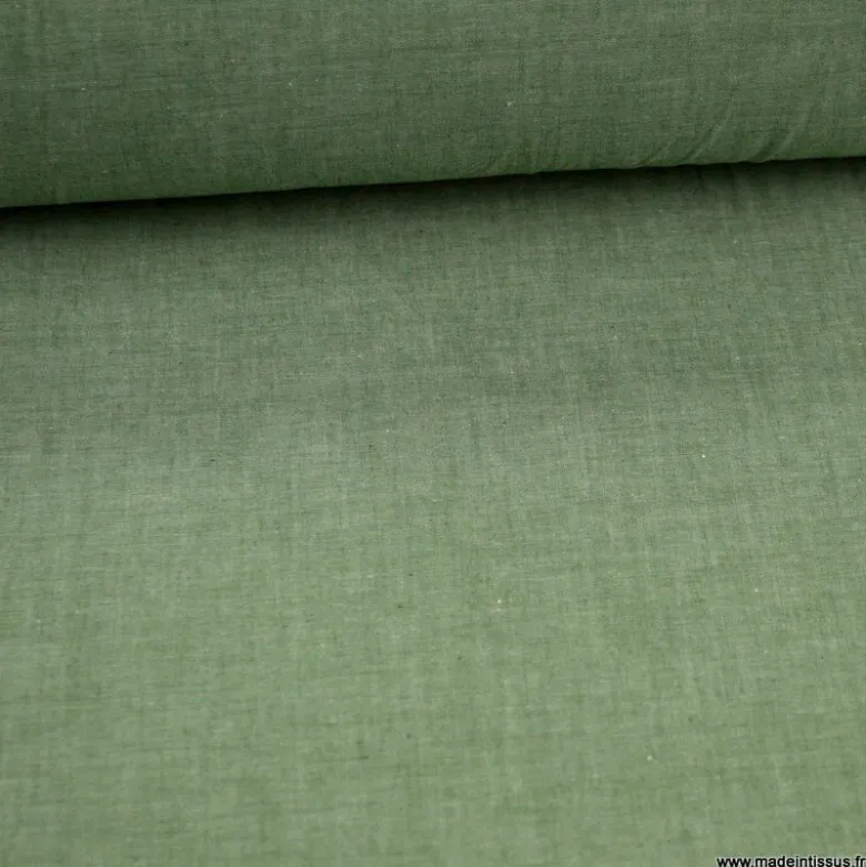 Tissu chambray coloris Sapin - OEKO TEX