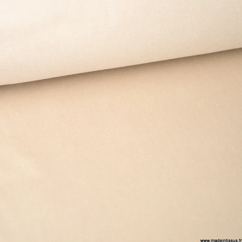 Tissu chino sergé Stretch Beige
