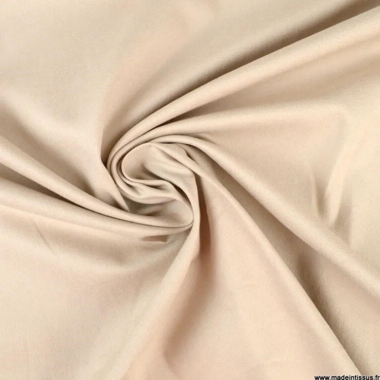 Tissu chino sergé Stretch Beige