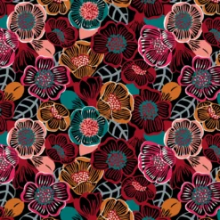 Tissu Clema en coton motif fleurs fond noir - OEKO TEX