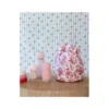 Tissu Cobalt en coton motif fleurs rouges fond blanc - OEKO TEX