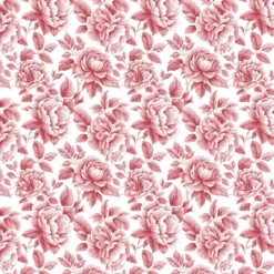 Tissu Cobalt en coton motif fleurs rouges fond blanc - OEKO TEX