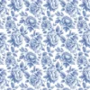 Tissu Cobalt en coton motif fleurs bleues fond blanc - OEKO TEX