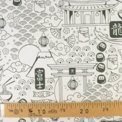 Tissu à colorier Domosan motifs japonais - OEKO TEX