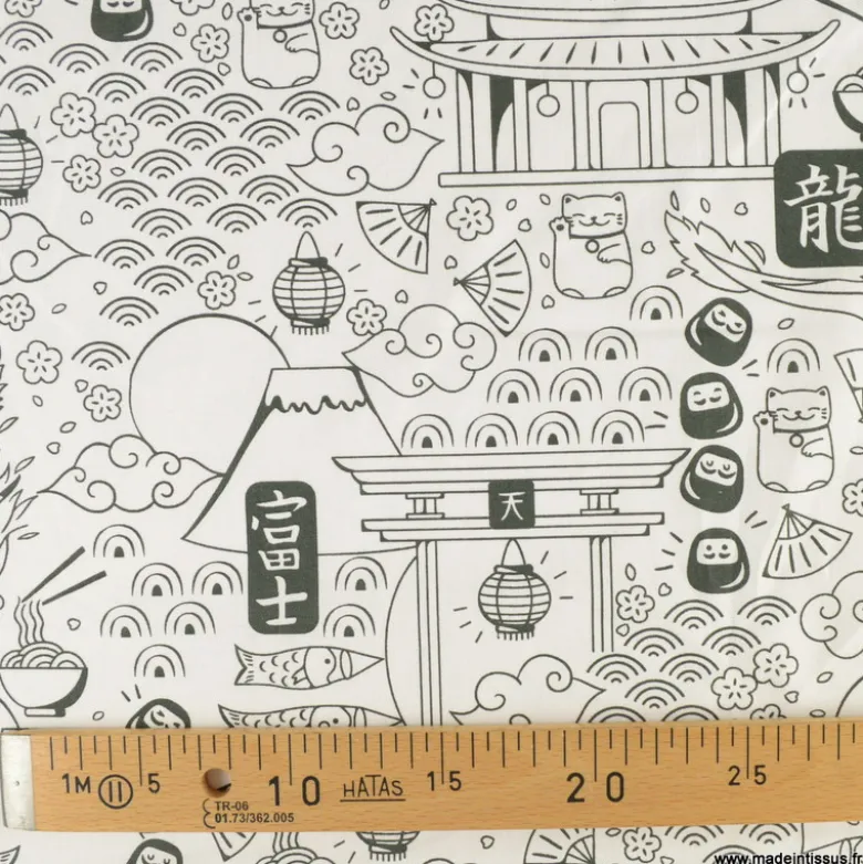 Tissu à colorier Domosan motifs japonais - OEKO TEX
