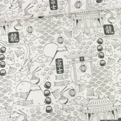 Tissu à colorier Domosan motifs japonais - OEKO TEX