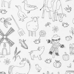 Tissu à colorier Farmer motifs animaux de la ferme - OEKO TEX