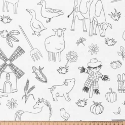 Tissu à colorier Farmer motifs animaux de la ferme - OEKO TEX