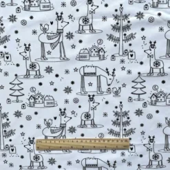 Tissu à colorier Hansen motifs rênes de Noël et sapins - OEKO TEX