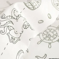 Tissu à colorier Hook motifs pirates, chasse aux trésors - OEKO TEX