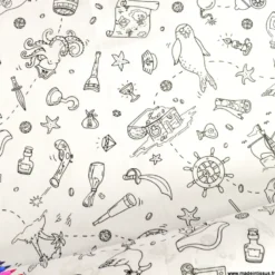 Tissu à colorier Hook motifs pirates, chasse aux trésors - OEKO TEX