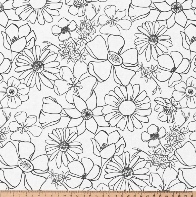 Tissu à colorier Lycolia motifs fleurs - OEKO TEX