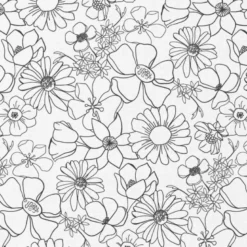 Tissu à colorier Lycolia motifs fleurs - OEKO TEX