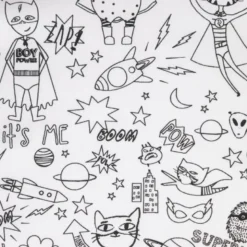 Tissu à colorier Superheros motif super heros, espace et fusée - OEKO TEX