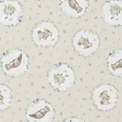 Tissu coton Aelia motif lapins, loutres et grenouilles -OEKO TEX