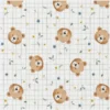 Tissu coton Albert – carreaux & têtes d’ours fond blanc