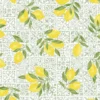 Tissu Coton Algarve – Motif Citrons & Carreaux de Ciment Amande