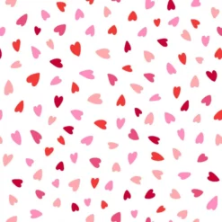Tissu coton Amour motif coeurs roses et rouge fond blanc - OEKO TEX