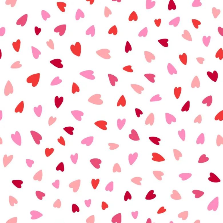 Tissu coton Amour motif coeurs roses et rouge fond blanc - OEKO TEX