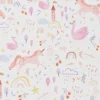Tissu coton Anamika motif licornes et arc en ciel fond blanc - OEKO TEX