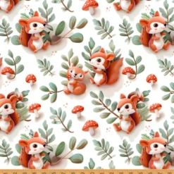 Tissu coton Animalis façon 3D - Motif écureuils