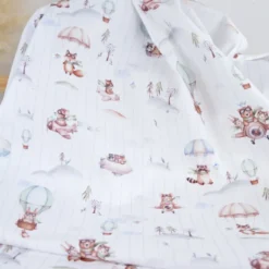 Tissu coton Aviateur motif avions, montgolfières et animaux -OEKO TEX