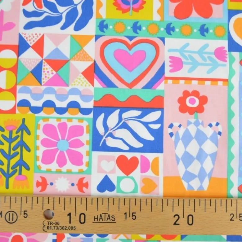 Tissu coton Bimba graphique fond Blanc - OEKO TEX