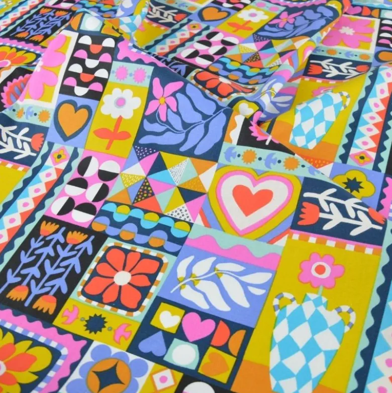 Tissu coton Bimba graphique fond noir - OEKO TEX
