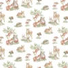Tissu coton Bosquet motif animaux fond blanc -OEKO TEX