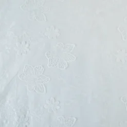 Tissu coton brodé blanc Auréliane motif fleurs