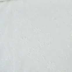 Tissu coton brodé blanc Auréliane motif fleurs