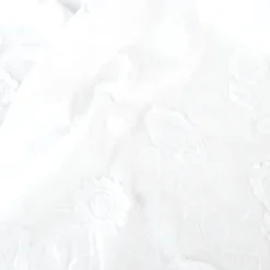 Tissu coton brodé blanc à fleurs frangées