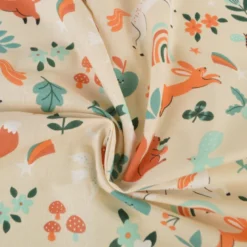 Tissu coton Cassiopée - Motif animaux et licornes fond Crème