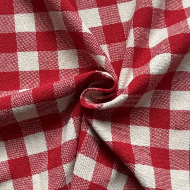 Tissu coton Celestin à grands carreaux Vichy rouge et blanc