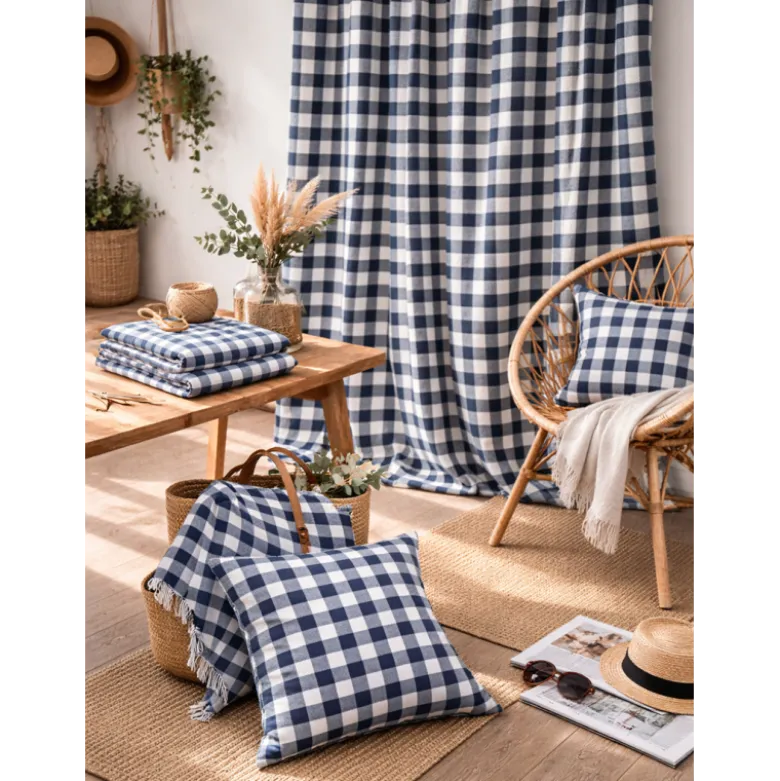 Tissu coton Celestin à grands carreaux Vichy Indigo