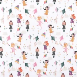 Tissu coton Cervolant motif fillettes et chats fond blanc - OEKO TEX