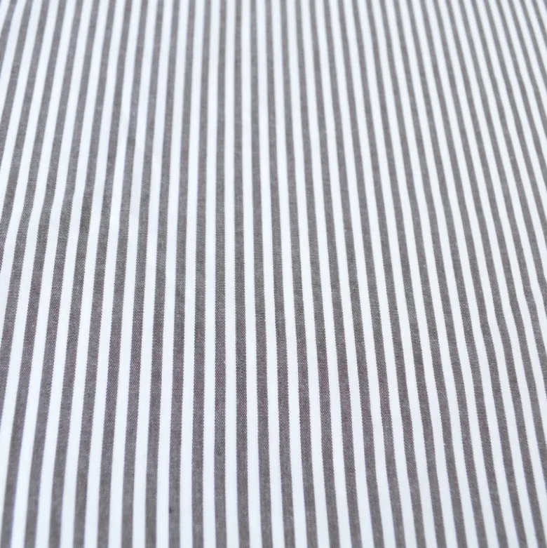 Tissu coton chambray à rayures chocolat - OEKO TEX