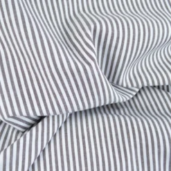 Tissu coton chambray à rayures chocolat - OEKO TEX