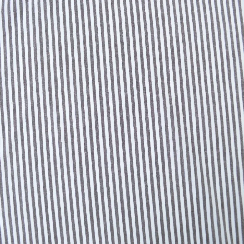 Tissu coton chambray à rayures chocolat - OEKO TEX