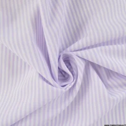 Tissu coton chambray à rayures - Lilas - OEKO TEX
