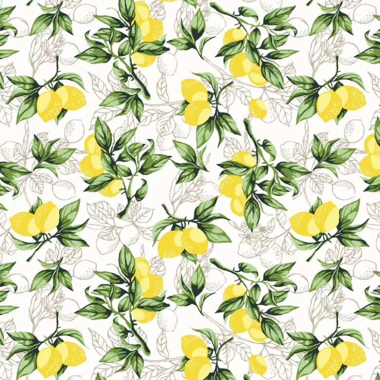 Tissu coton Citronnade motif citrons jaune - OEKO TEX